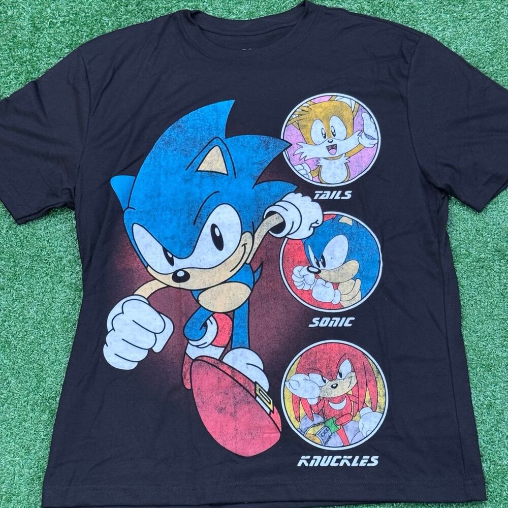 SEGA Sonic The Hedgehog T Shirt For Adults “Tails Sonic Knuckles” The Trio